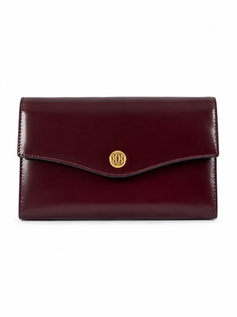 Bosca Brown Leather Wallet with Gold Logo Button